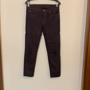 7 for All Mankind maroon cropped skinny jeans 30